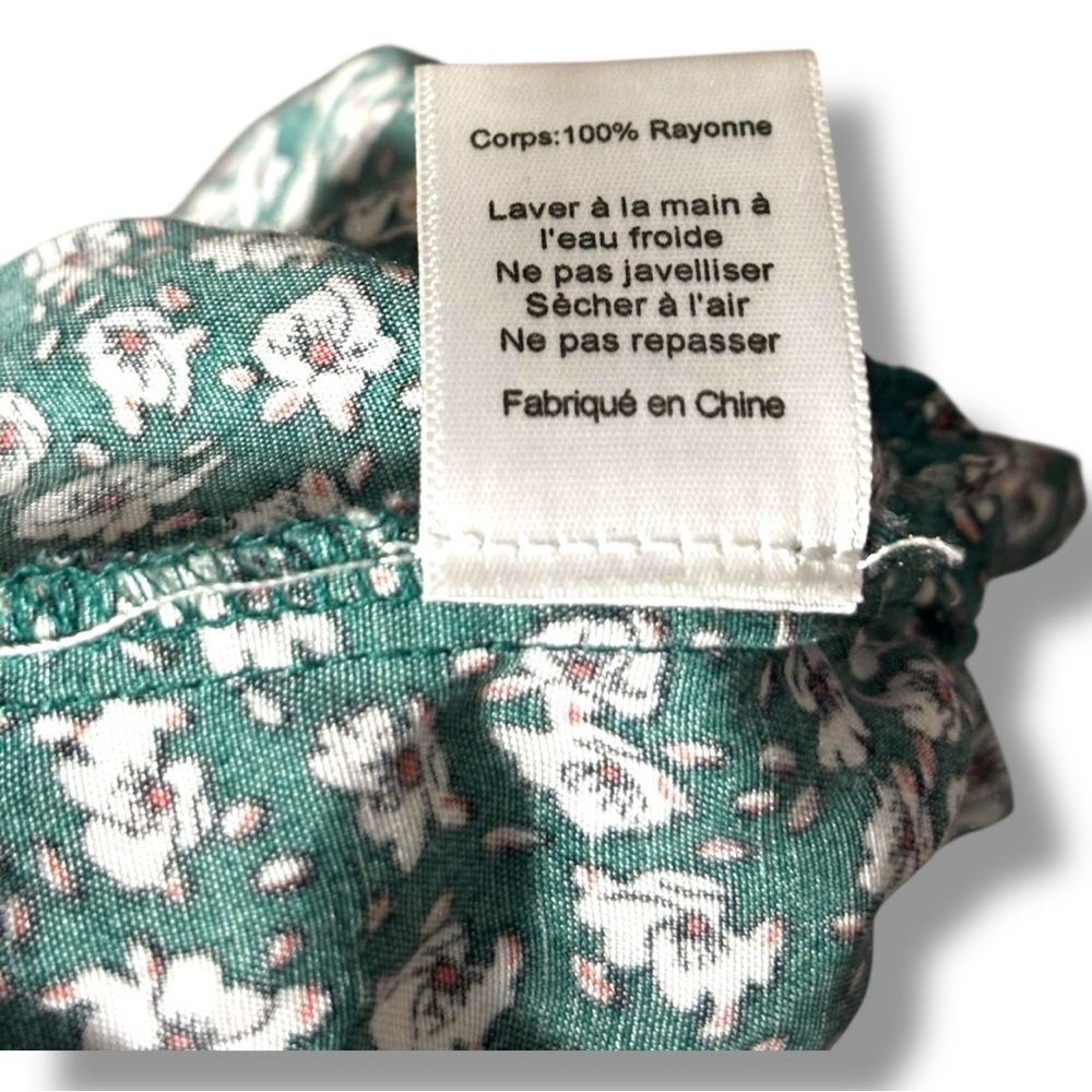 Indigo Child Teal and White Ditsy Floral Print Ruffled Off Shoulder Crop Top - Picture 9 of 16